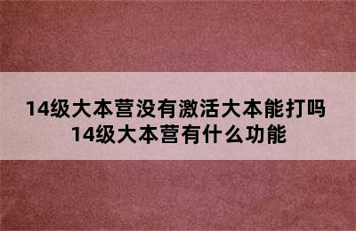 14级大本营没有激活大本能打吗 14级大本营有什么功能